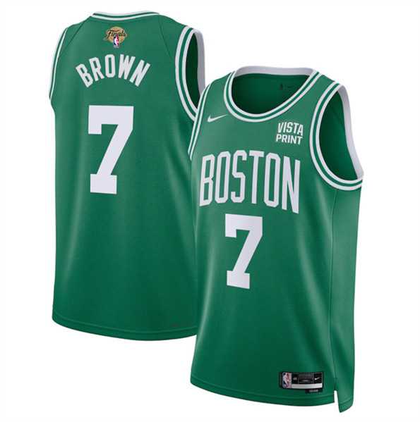 Mens Boston Celtics #7 Jaylen Brown Kelly Green 2024 Finals Icon Edition Stitched Basketball Jersey Dzhi